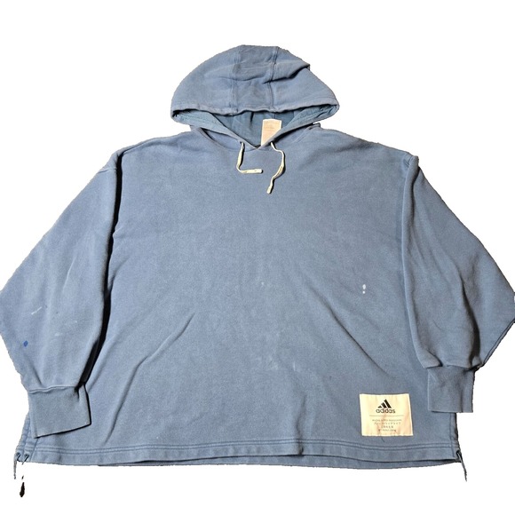 adidas Tops - Adidas Hoodie‎ Womens Medium Blue Sweatshirt Cropped Fit Heavy Drawstring